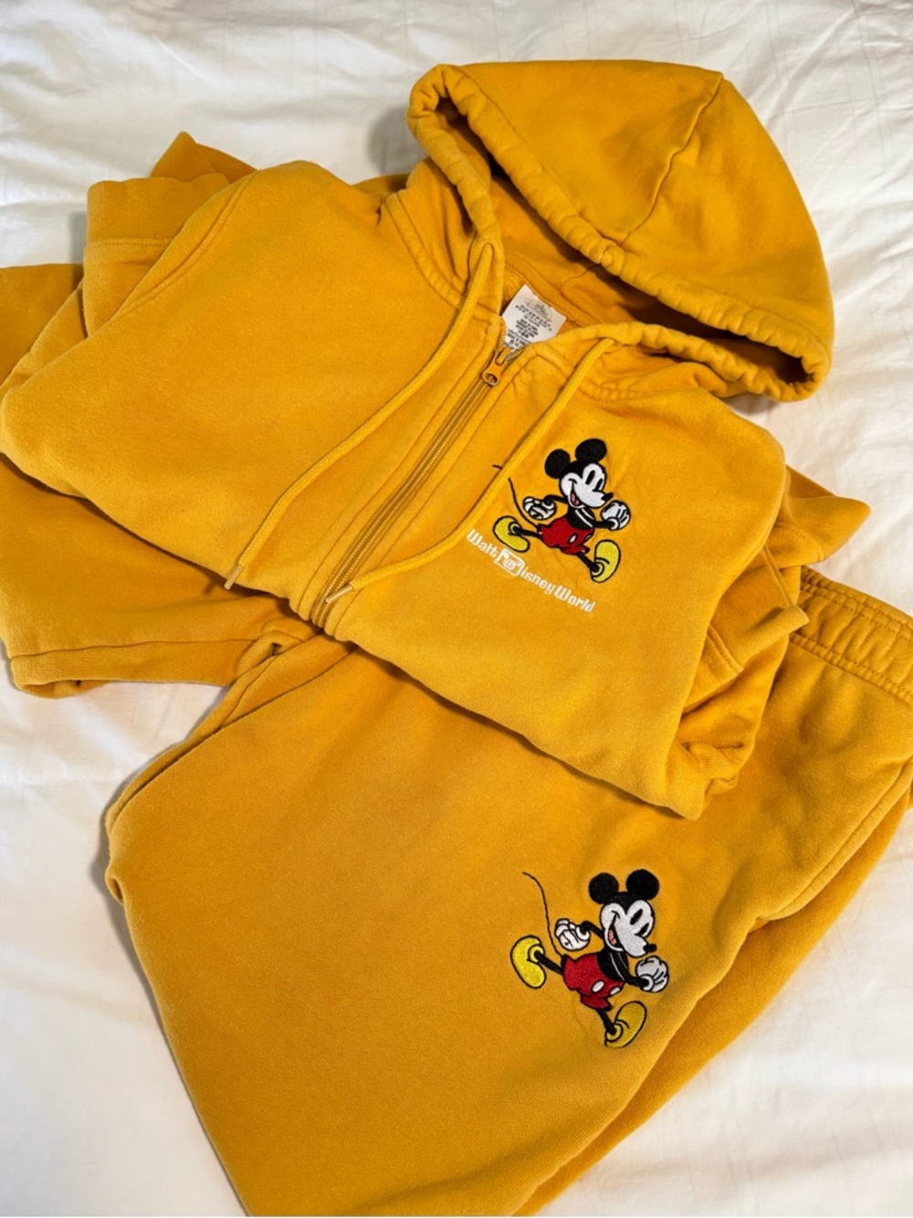 Disney Mickey Mouse Golden Yellow Hoodie & Sweatpants Set - Women’s Medium